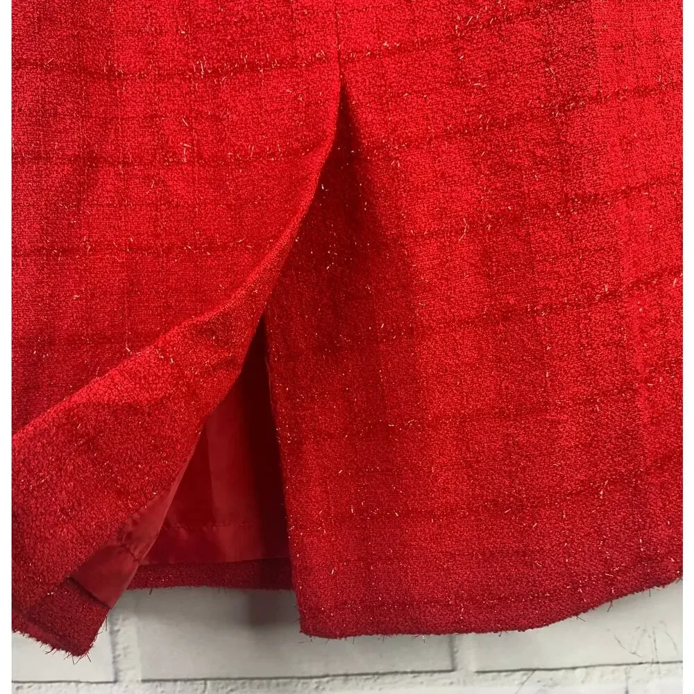 NWT Kasper midi skirt sparkling red size 10 evening holiday cocktail Christmas